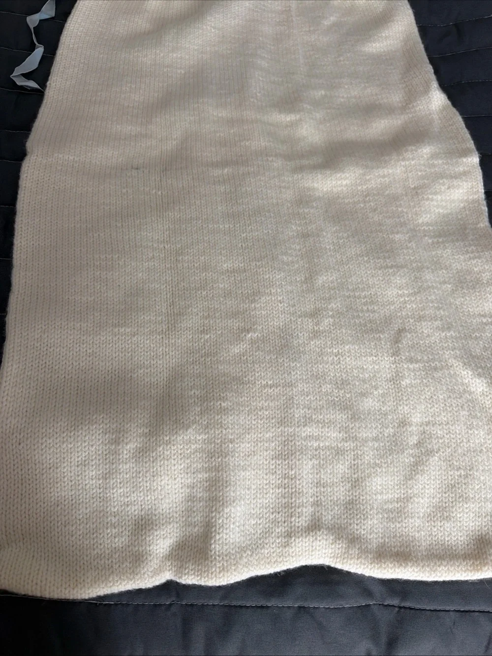 Cream Knit Hooded Baby Snuggler with Light Blue Accents